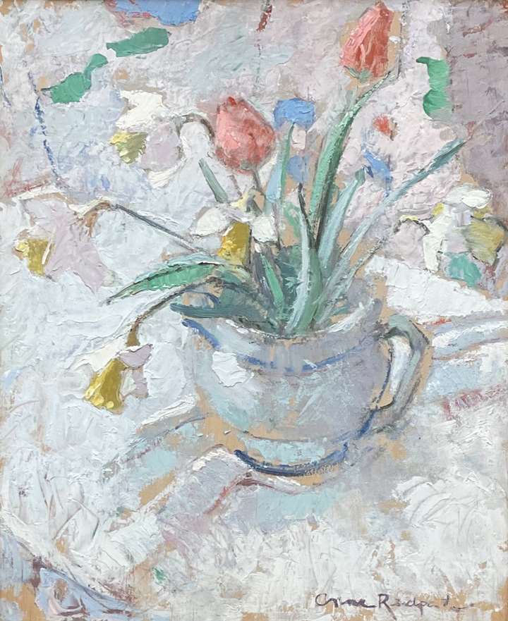 Still life with daffodils and tulips